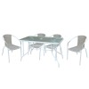 BALENO Set Τραπεζαρία Κήπου: Τραπέζι + 4 Πολυθρόνες Μέταλλο Βαφή Άσπρο - Wicker Beige-Ε240,2-Μέταλλο/Wicker-1τμχ- Table:110x60x71 Seat:53x58x77