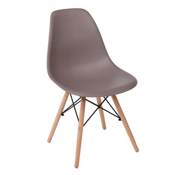 ART Wood Καρέκλα Τραπεζαρίας - Κουζίνας, Πόδια Οξιά, Κάθισμα PP Sand Beige - 1 Step K/D-ΕΜ123,91W-Ξύλο/PP - PC - ABS-4τμχ- 46x52x82cm