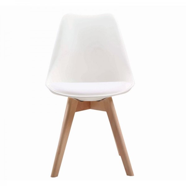 MARTIN Καρέκλα Ξύλο, PP Άσπρο Μονταρισμένη Ταπετσαρία-ΕΜ136,14-Ξύλο/PP - PC - ABS-4τμχ- 49x57x82cm