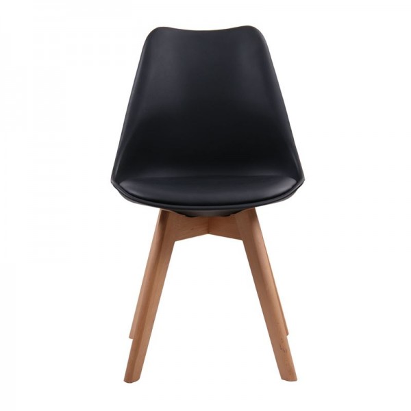 MARTIN Καρέκλα Ξύλο, PP Μαύρο Μονταρισμένη Ταπετσαρία-ΕΜ136,24-Ξύλο/PP - PC - ABS-4τμχ- 49x57x82cm