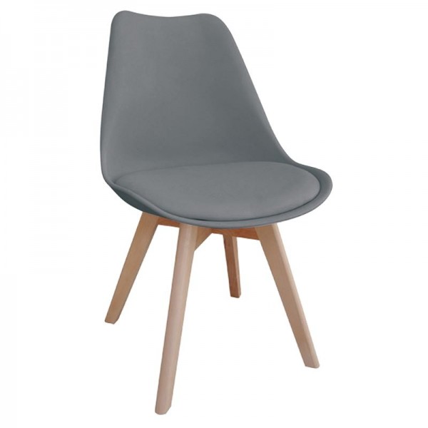 MARTIN Καρέκλα Ξύλο, PP Γκρι Μονταρισμένη Ταπετσαρία-ΕΜ136,44-Ξύλο/PP - PC - ABS-4τμχ- 49x57x82cm