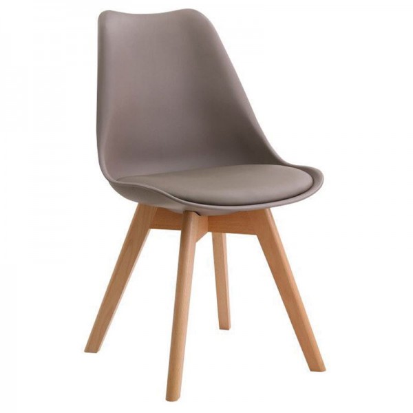 MARTIN Καρέκλα Ξύλο, PP Sand Beige Μονταρισμένη Ταπετσαρία-ΕΜ136,94-Ξύλο/PP - PC - ABS-4τμχ- 49x57x82cm
