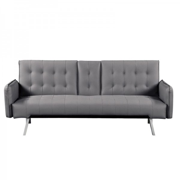 WELLS Καναπές - Κρεβάτι Σαλονιού - Καθιστικού, Pu Γκρι-Ε9681,1-PU - PVC - Bonded Leather-1τμχ- 188x82x80cm Bed:168x100x36cm