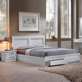 LIFE Κρεβάτι Διπλό, 2 Συρτάρια, για Στρώμα 140x190 cm, Απόχρωση Άσπρο-ΕΜ3636,1-Paper-1τμχ- 149x196x93cm
