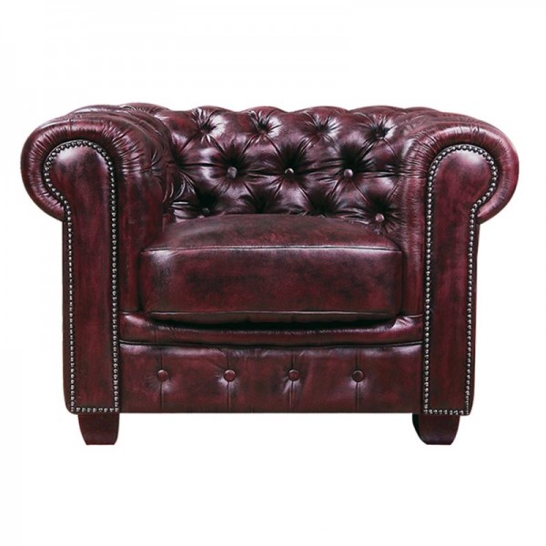 CHESTERFIELD 689 Πολυθρόνα Σαλονιού - Καθιστικού, Δέρμα, Απόχρωση Antique Red-Ε9574,14-Leather - Rubica Leather-1τμχ- 103x92x72cm