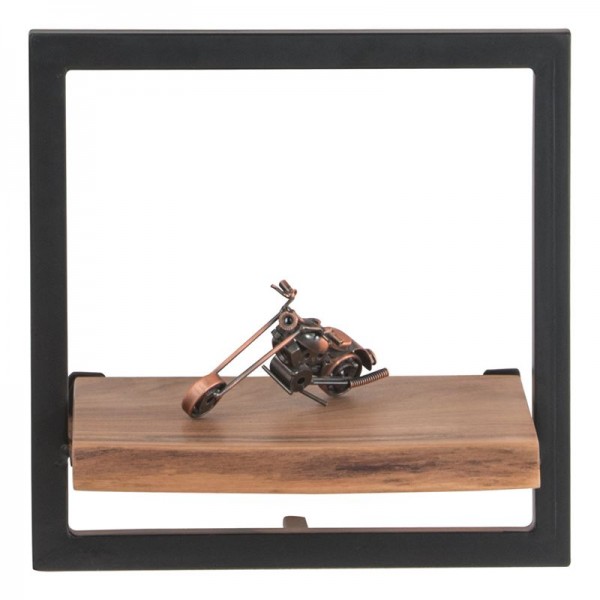 LIZARD Frame Ράφι Μέταλλο Βαφή Μαύρο, Ξύλο Ακακία Φυσικό-ΕΑ7070,5-Μέταλλο/Ξύλο-1τμχ- 35x25x35cm