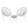 ACAPULCO Set Κήπου - Βεράντας: Τραπέζι + 2 Πολυθρόνες Μέταλλο Άσπρο/Rattan Άσπρο-Ε245,Α1S-Μέταλλο/Wicker-1τμχ- Table:Φ50x50cm Chair:73x76x89