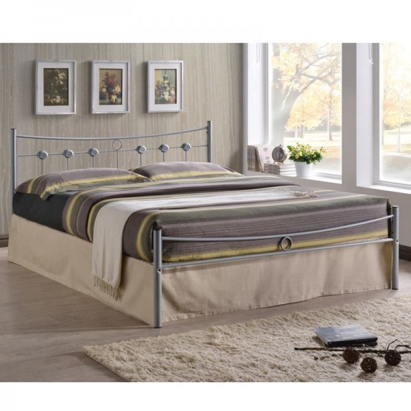 DUGAN Κρεβάτι Διπλό, για Στρώμα 140x190cm, Μέταλλο Βαφή Silver-Ε8084,1-Μέταλλο-1τμχ- 145x195x83cm