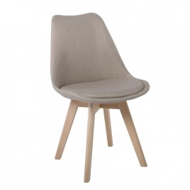 MARTIN Καρέκλα Οξιά Φυσικό, Ύφασμα Μπεζ, Αμοντάριστη Ταπετσαρία-ΕΜ136,94F-Ξύλο/Ύφασμα-4τμχ- 49x57x82cm