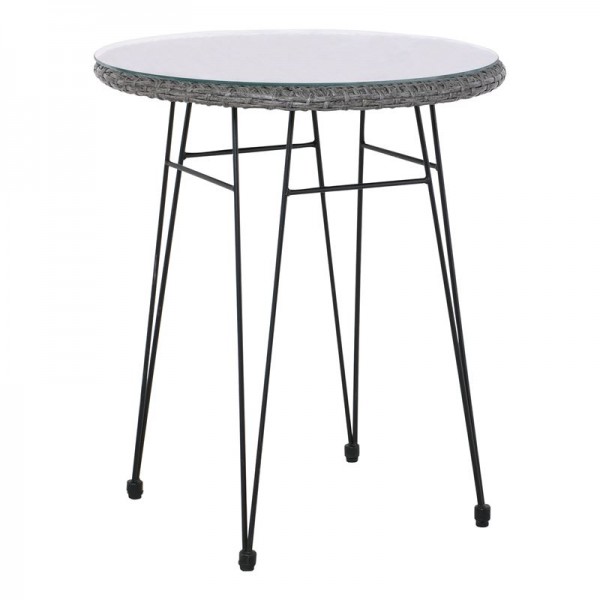 SALSA Τραπέζι H.70cm Μέταλλο Βαφή Μαύρο, Wicker Γκρι-Ε244,ΤΗ1-Μέταλλο/Wicker-1τμχ- Φ60cm H.70cm
