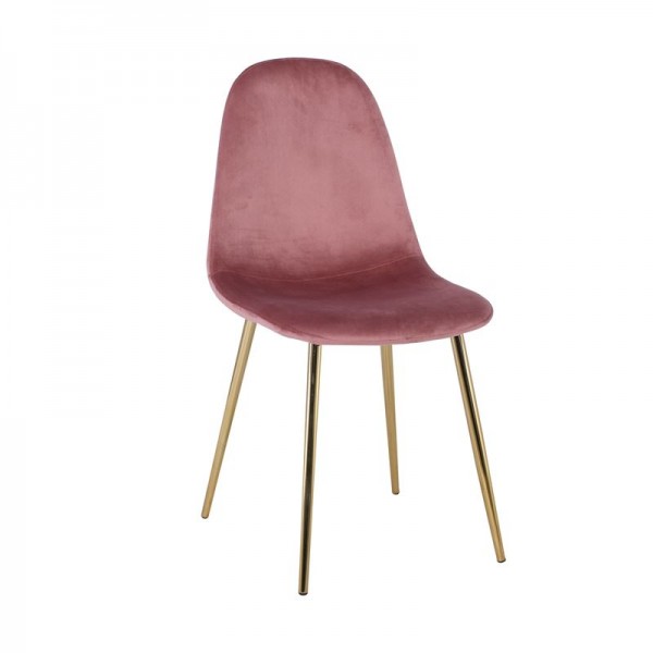 CELINA Καρέκλα Χρώμιο Χρυσό, Velure Antique Pink-ΕΜ907,2GV-Μέταλλο/Ύφασμα-4τμχ- 45x54x85cm