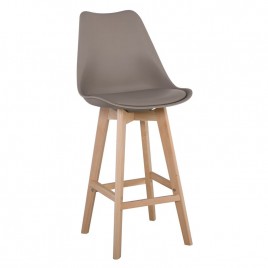 MARTIN Σκαμπό BAR Οξιά Φυσικό, Κάθισμα Η.67cm, PP-Pu Sand Beige, Μονταρισμένη Ταπετσαρία-ΕΜ147,91-Ξύλο/PP - PC - ABS-4τμχ- 49x54x67/106cm