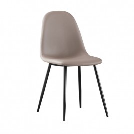 CELINA Καρέκλα Μέταλλο Βαφή Μαύρο, Pvc Cappuccino-ΕΜ907,3ΜP-Μέταλλο/PVC - PU-4τμχ- 45x54x85cm