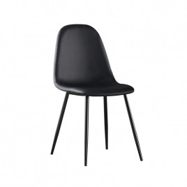 CELINA Καρέκλα Μέταλλο Βαφή Μαύρo, Pvc Μαύρο-ΕΜ907,4ΜP-Μέταλλο/PVC - PU-4τμχ- 45x54x85cm