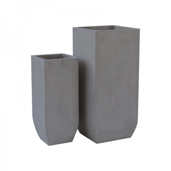FLOWER POT-1  Set 2 τεμαχίων Cement Grey-Ε6300,S-Artificial Cement (Recyclable)-1τμχ- 25x25x60cm 35x35x80cm