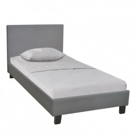 WILTON Κρεβάτι Μονό, για Στρώμα 90x190cm, Ύφασμα Γκρι-Ε8060,F2-Ύφασμα-1τμχ- 97x203x89cm