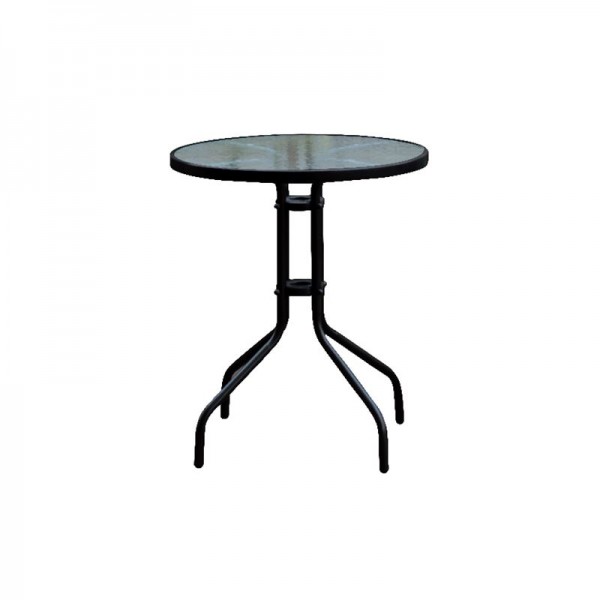 BALENO Τραπέζι Κήπου - Βεράντας, Μέταλλο Βαφή Μαύρο, Γυαλί Tempered-Ε2400,3W-Μέταλλο/Γυαλί-1τμχ- Φ60x70cm