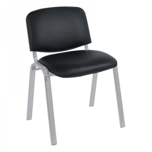 SIGMA Καρέκλα Στοιβαζόμενη Γραφείου Επισκέπτη, Μέταλλο Βαφή Silver, PVC Μαύρο-ΕΟ550,12W-Μέταλλο/PVC - PU-1τμχ- 55x60x79cm / Σωλ.35x16/1mm