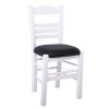 ΣΙΦΝΟΣ Καρέκλα Οξιά Βαφή Εμποτισμού Λάκα Άσπρο, Κάθισμα Pu Μαύρο-Ρ969,Ε8Τ-Ξύλο/PVC - PU-1τμχ- 41x45x88cm