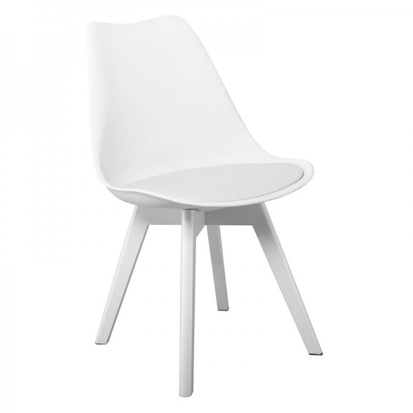 MARTIN Καρέκλα Ξύλο Άσπρο, PP Άσπρο Μονταρισμένη Ταπετσαρία-ΕΜ136,140-Ξύλο/PP - PC - ABS-4τμχ- 49x57x82cm