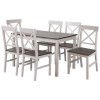 DAILY Set Τραπεζαρία Ξύλινη Σαλονιού - Κουζίνας: Τραπέζι + 6 Καρέκλες / Άσπρο - Dark Oak-Ε784,1S-Ξύλο-1τμχ- Table:150x90x73 Chair:43x48x94