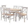 DAILY Set Τραπεζαρία Ξύλινη Σαλονιού - Κουζίνας: Τραπέζι + 6 Καρέκλες / Άσπρο - Φυσικό-Ε784,2S-Ξύλο-1τμχ- Table:150x90x73 Chair:43x48x94