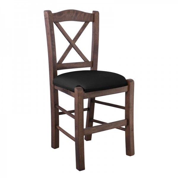 METRO Καρέκλα Οξιά Βαφή Εμποτισμού Καρυδί, Κάθισμα Pu Μαύρο-Ρ967,Ε2Τ-Ξύλο/PVC - PU-1τμχ- 43x47x88cm