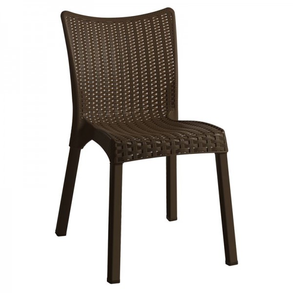 DORET Καρέκλα Στοιβαζόμενη PP  Καφέ Σκούρο, με πόδι αλουμινίου-Ε3803,4-PP - PC - ABS-1τμχ- 50x55x83cm