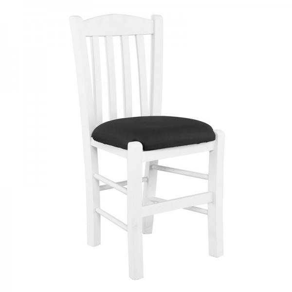 CASA Καρέκλα Οξιά Βαφή Εμποτισμού Άσπρο, Κάθισμα Pu Μαύρο-Ρ966,Ε8Τ-Ξύλο/PVC - PU-1τμχ- 42x45x88cm