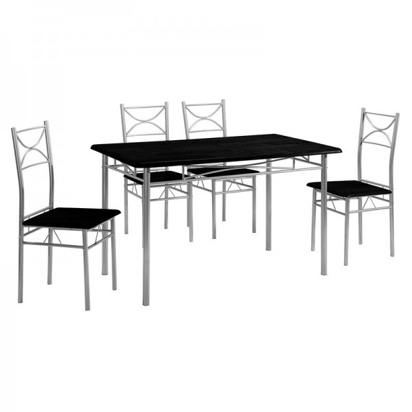 LORETO Set Τραπεζαρία Σαλονιού Κουζίνας: Τραπέζι + 4 Καρέκλες Μέταλλο Βαφή Silver, Wenge-ΕΜ9792,1-Μέταλλο/MDF - Καπλαμάς - Κόντρα Πλακέ - Νοβοπάν-1τμχ- Τρ.120x70x74 / Καρ.40x40x90 cm