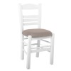 ΣΙΦΝΟΣ Καρέκλα Οξιά Βαφή Εμποτισμού Λάκα Άσπρο, Κάθισμα Pu Cappuccino-Ρ969,Ε8Τ1-Ξύλο/PVC - PU-1τμχ- 41x45x88cm