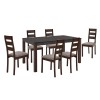 SIENNA Set (1+6) Τραπεζαρίας - Κουζίνας, Σκούρο Καρυδί, Melamine Greystone,Ύφασμα Μπεζ-Ε788,1S-Ξύλο/Ύφασμα-1τμχ- Table 150x90x74/Chair 45x52x97