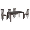 SABINIO Set (1+4) Τραπεζαρίας- Κουζίνας, Σκούρο Καρυδί, Melamine Greystone,Ύφασμα Μπεζ-Ε7878,1S-Ξύλο/Ύφασμα-1τμχ- Table 135x80x75 Chair 43x52x97
