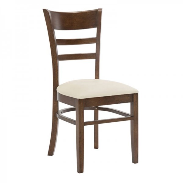 CABIN Καρέκλα Καρυδί - PVC Εκρού-Ε7055-Ξύλο/PVC - PU-2τμχ- 43x50x92cm