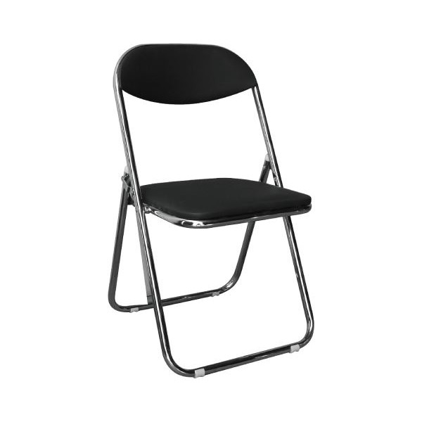 STAR Καρέκλα Πτυσσόμενη Μέταλλο Χρώμιο, Pu Μαύρο-Ε556,1-Μέταλλο/PVC - PU-6τμχ- 45x49x80cm