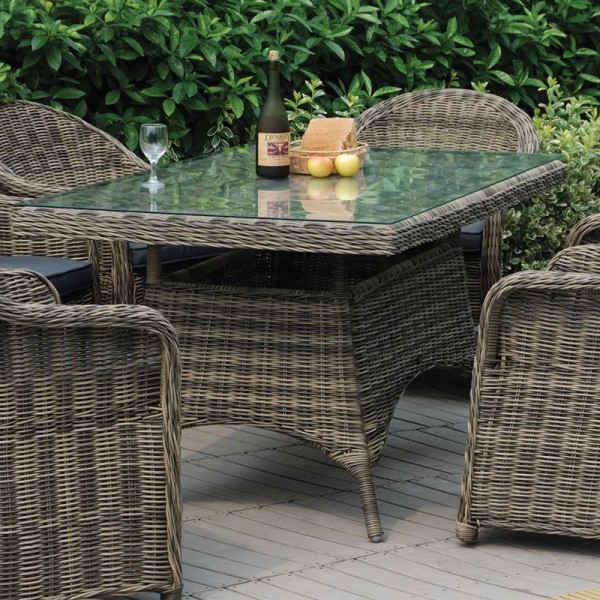MONTANA Τραπέζι Dining Κήπου-Βεράντας ALU, Φ5mm Round Wicker Grey Brown-Ε655,2-Αλουμίνιο/Wicker-1τμχ- 160x90 H.75cm