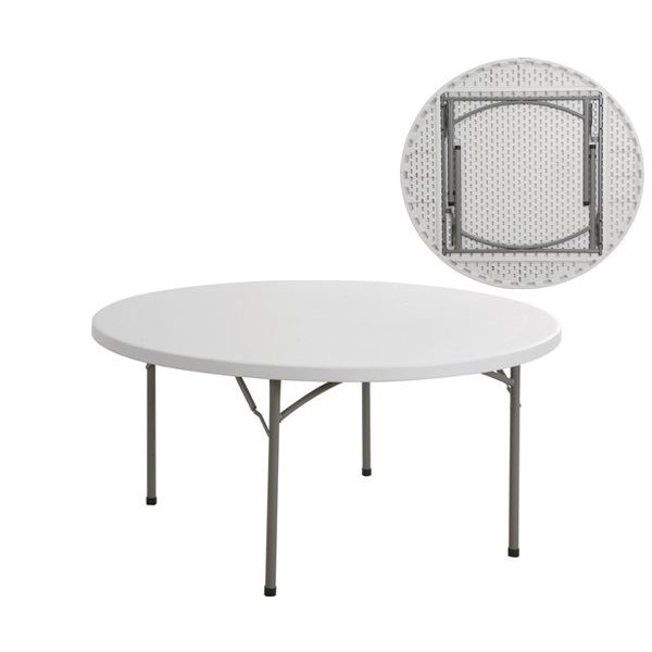 BLOW τραπέζι Συνεδρίου - Catering Πτυσσόμενο, Μέταλλο Βαφή Γκρι, HDPE Άσπρο-ΕΟ174-Μέταλλο/PP - ABS - Polywood-1τμχ- Φ152cm H.74cm
