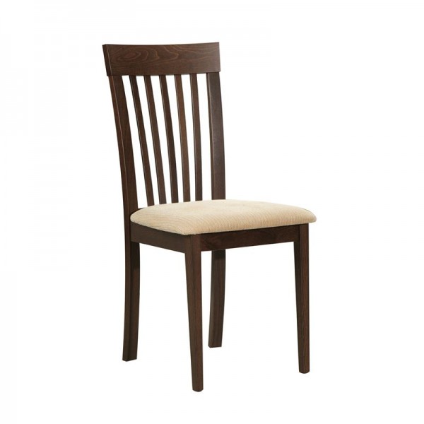 CORINA Καρέκλα Κουζίνας Τραπεζαρίας, Οξiά Απόχρωση Σκούρο Καρυδί, PVC Εκρού-Ε7684,2-Ξύλο/PVC - PU-2τμχ- 46x54x95cm