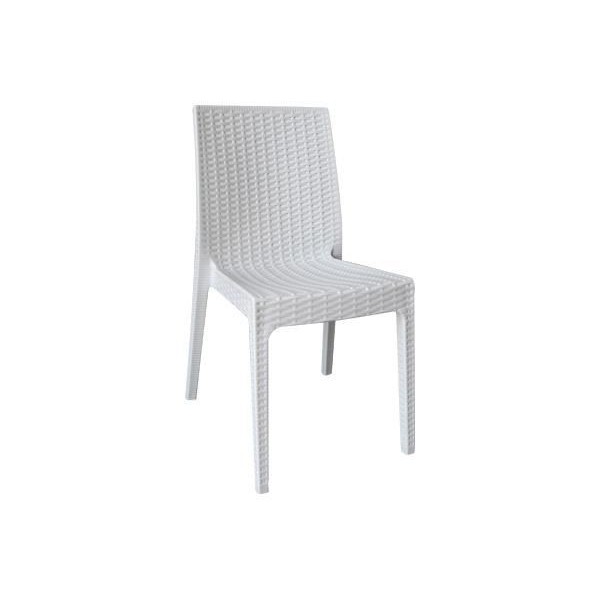 DAFNE Καρέκλα Τραπεζαρίας Κήπου Στοιβαζόμενη, PP Rattan Look UV Protection, Άσπρο-Ε328,1-PP - PC - ABS-1τμχ- 46x55x85cm