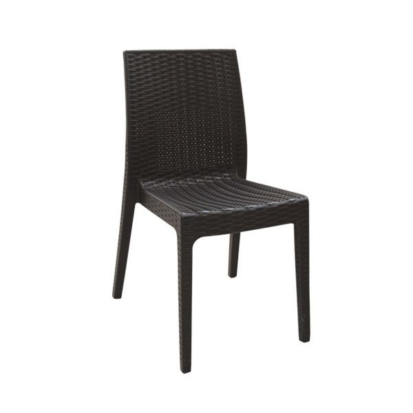 DAFNE Καρέκλα Τραπεζαρίας Κήπου Στοιβαζόμενη, PP Rattan Look UV Protection, Καφέ-Ε328,3-PP - PC - ABS-1τμχ- 46x55x85cm