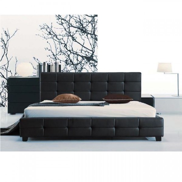 FIDEL Κρεβάτι Διπλό για Στρώμα 160x200cm, PU Μαύρο-Ε8053-PU - PVC - Bonded Leather-1τμχ- 168x215x107cm