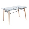 ART Wood Τραπέζι Κουζίνας Τραπεζαρίας, Οξιά Φυσικό, Επιφάνεια Γυαλί-Ε7081,2-Ξύλο/Γυαλί-1τμχ- 120x80x74cm