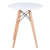 ART Wood Tραπέζι, Πόδια Οξιά Φυσικό, Επιφάνεια MDF Άσπρο-Ε7082,1-Ξύλο-1τμχ- Φ60cm H.70cm