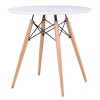 ART Wood Tραπέζι, Πόδια Οξιά Φυσικό, Επιφάνεια MDF Άσπρο-Ε7083,1-Ξύλο-1τμχ- Φ80cm H.74cm