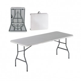 BLOW Τραπέζι  Συνεδρίου - Catering Πτυσσόμενο (Βαλίτσα), HDPE Άσπρο, Μέταλλο Βαφή Γκρι-ΕΟ179-Μέταλλο/PP - ABS - Polywood-1τμχ- 180x74x74cm