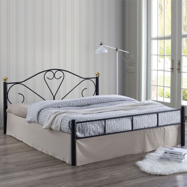 LAZAR Κρεβάτι Διπλό, για Στρώμα 160x200cm, Μέταλλο Βαφή Μαύρο-Ε8067-Μέταλλο-1τμχ- 168x210x95cm