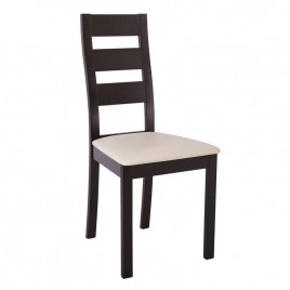 MILLER Καρέκλα Οξιά Σκούρο Καρυδί, PVC Εκρού-Ε782-Ξύλο/PVC - PU-2τμχ- 45x52x97cm