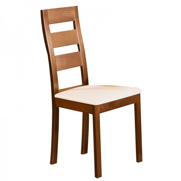 MILLER Καρέκλα Οξιά Aroma Beech, PVC Εκρού-Ε782,1-Ξύλο/PVC - PU-2τμχ- 45x52x97cm