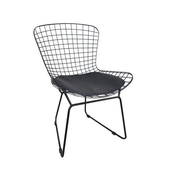SAXON Καρέκλα Μέταλλο Βαφή Μαύρο, Μαξιλάρι Μαύρο-Ε5142-Μέταλλο/PVC - PU-1τμχ- 54x62x78cm