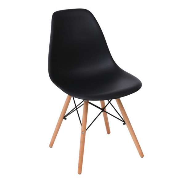 ART Wood Kαρέκλα Τραπεζαρίας - Κουζίνας, Πόδια Οξιά, Κάθισμα PP Μαύρο - 1 Step K/D - Pro-ΕΜ123,2P-Ξύλο/PP - PC - ABS-4τμχ- 46x53x81cm